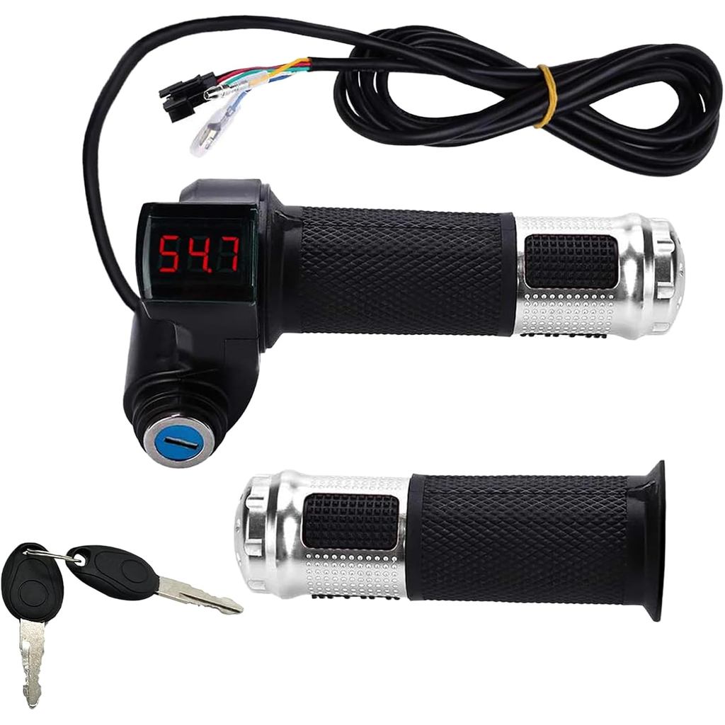 1 Cặp Tay Ga EBike Có Chìa Khóa, Tay Lái Xoắn Toàn Bộ Xe Đạp Điện Có Màn Hình Điện Áp Pin LCD, Tay G