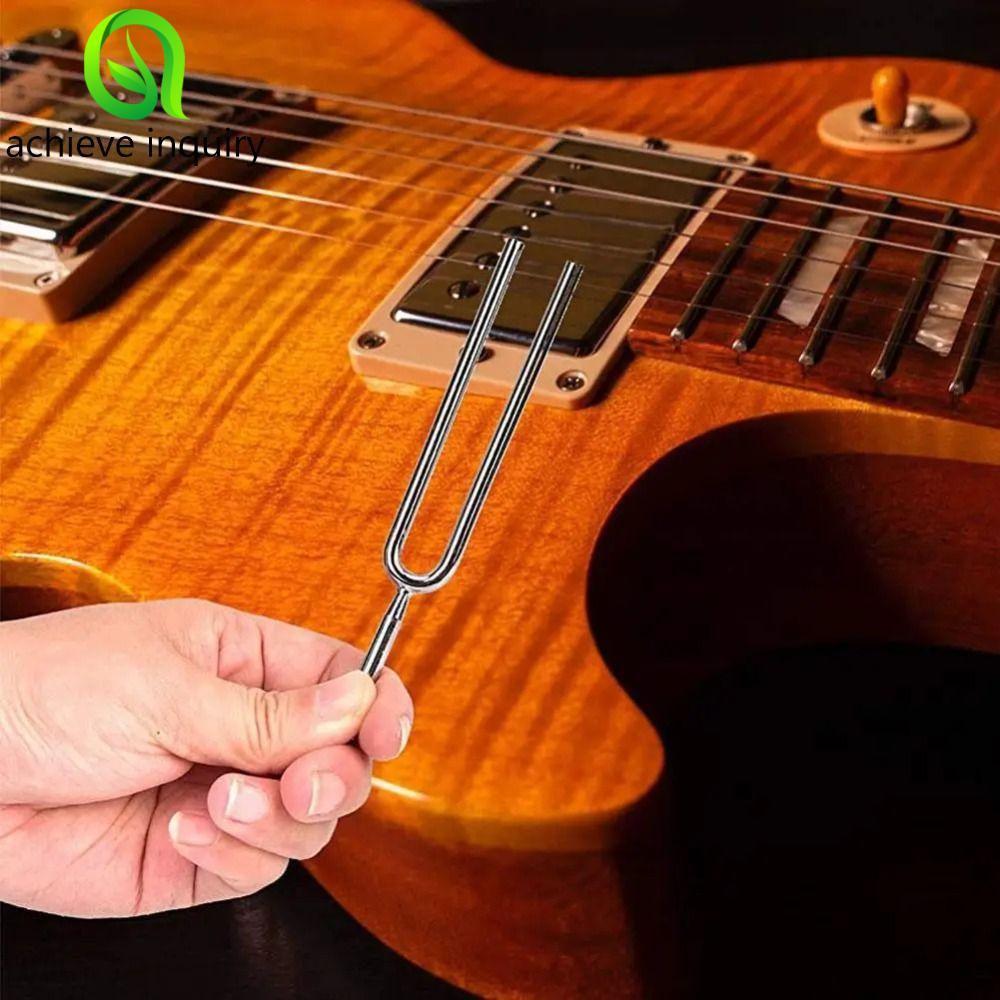 ACHIEVE INQUIRY Guitar Tuner, Thép không gỉ A Tone 440 Hz 440Hz Tuning Fork, Violin Tuner Hammer Bạc