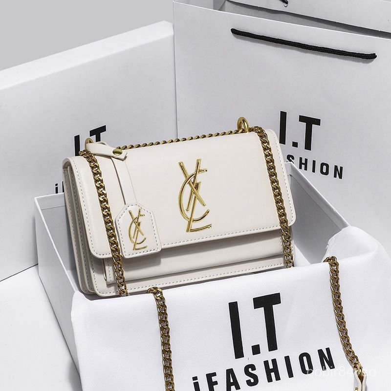 Túi xách nữ vuông vắn da thật chuỗi xích Saint Laurent cao cấp mẫu mới 2026 thời trang sang trọng