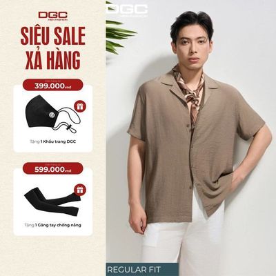 Áo Sơ Mi Ngắn Tay DGC Cổ Cuban Trơn Dáng Suông Vạt Bằng - SASNBF37M
