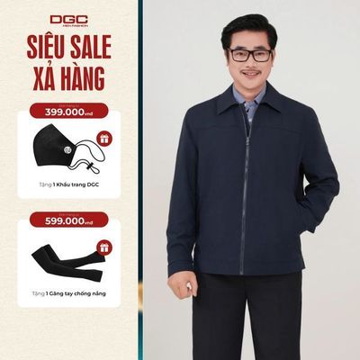 Áo khoác cổ đức trung niên 2 lớp cao cấp WAJKBD186M DGCs - Vải gió chống thấm nước, chống bụi bẩn