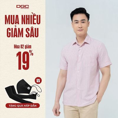 Áo sơ mi ngắn tay DGC Dáng suông Smart Casual, chất liệu cotton thoáng mát - SASNBC28M