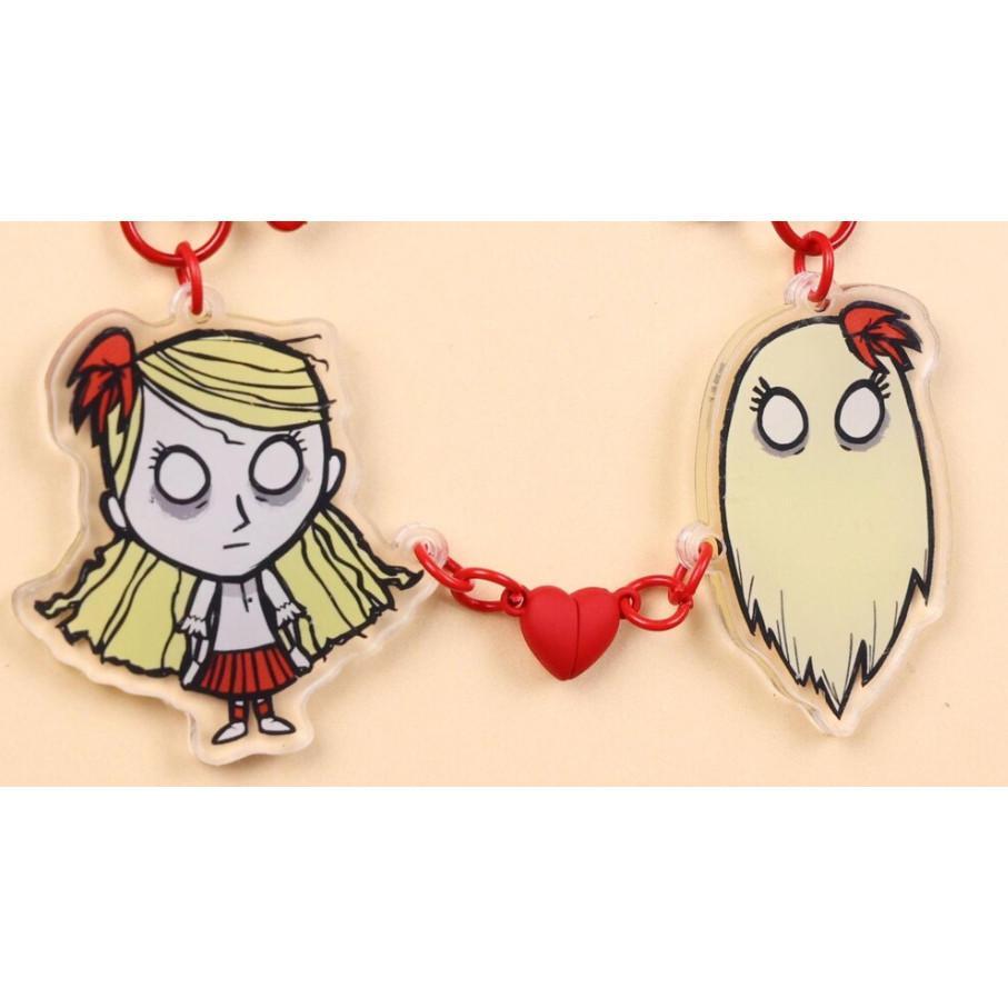 Don’t Starve Gothic Survival Game Keychain Set Cute Wendy and Abigail Heart Magnetic CP Version Ani 