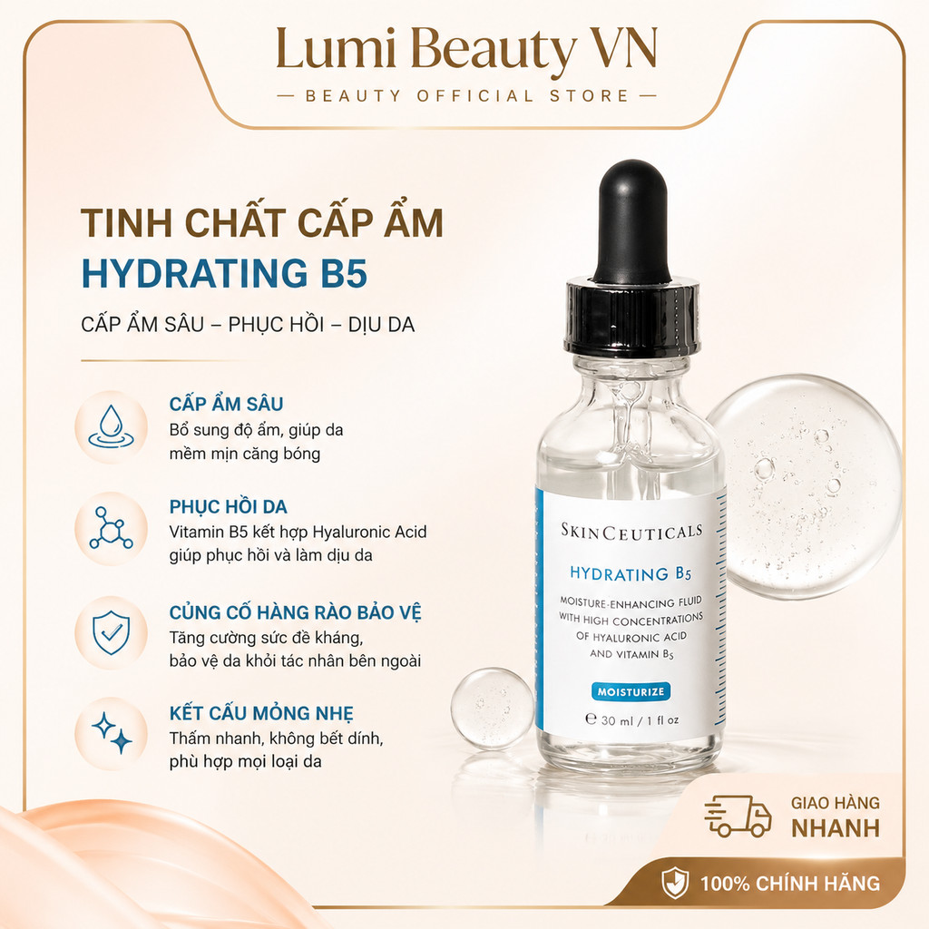Serum SkinCeuticals Hydrating B5 30ml – Gel Cấp Ẩm, Phục Hồi Hàng Rào Da, Chứa HA & Vitamin B5