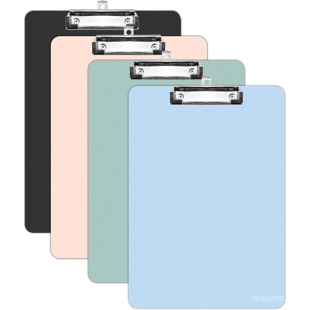 4 Pack Plastic Clipboards Multiple Colors Clip Boards with Low Profile Metal Clip,Hangable Low Profi