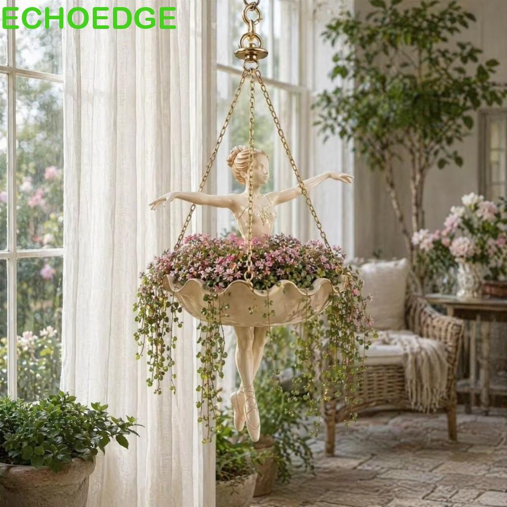 ECHOEDGE Ballet Dancer Treo Planter, Chậu hoa cổ tích bằng nhựa, chạm khắc tay nghệ sĩ Ballet thanh 