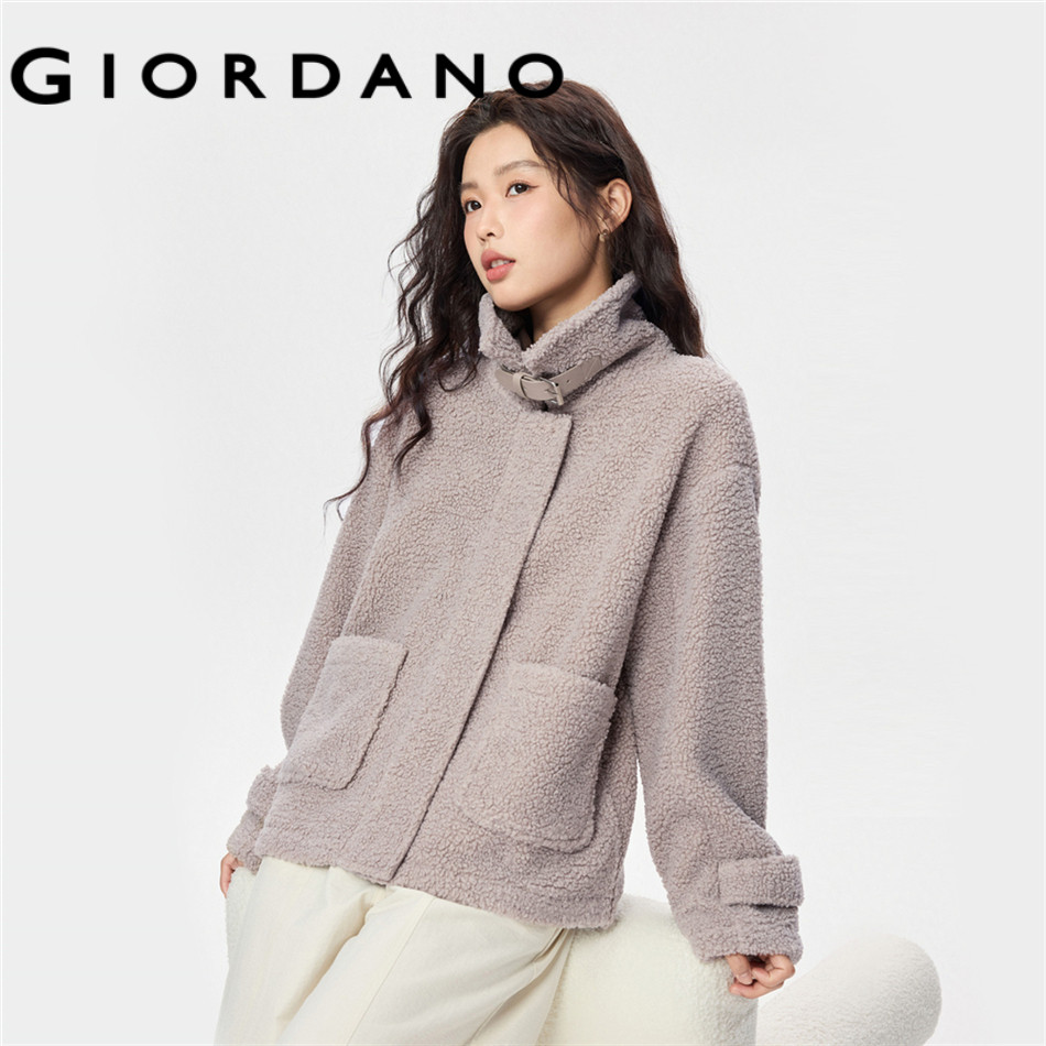 GIORDANO WOMEN Sherpa fleece buckle collar jacket 13376682
