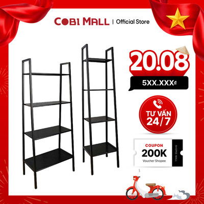 Kệ Sắt 4 Tầng Bằng Sắt Carbon Màu Đen 30*35 & 60*35 Cho Phòng Bếp, Phòng Khách Không Gỉ, Cobi Home