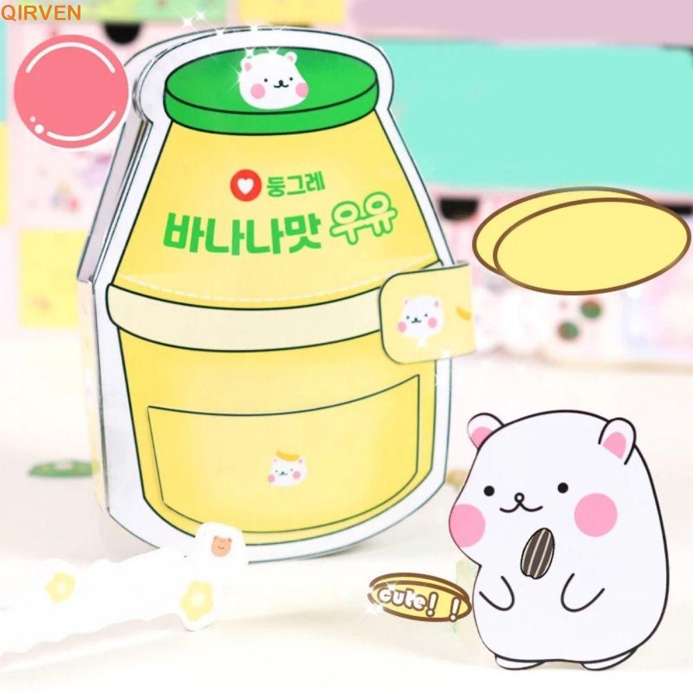 QIRVEN Banana Milk Quiet Book, Montessori Sticker Book Hamster Banana Milk Quiet Book, 3D Paper Bean