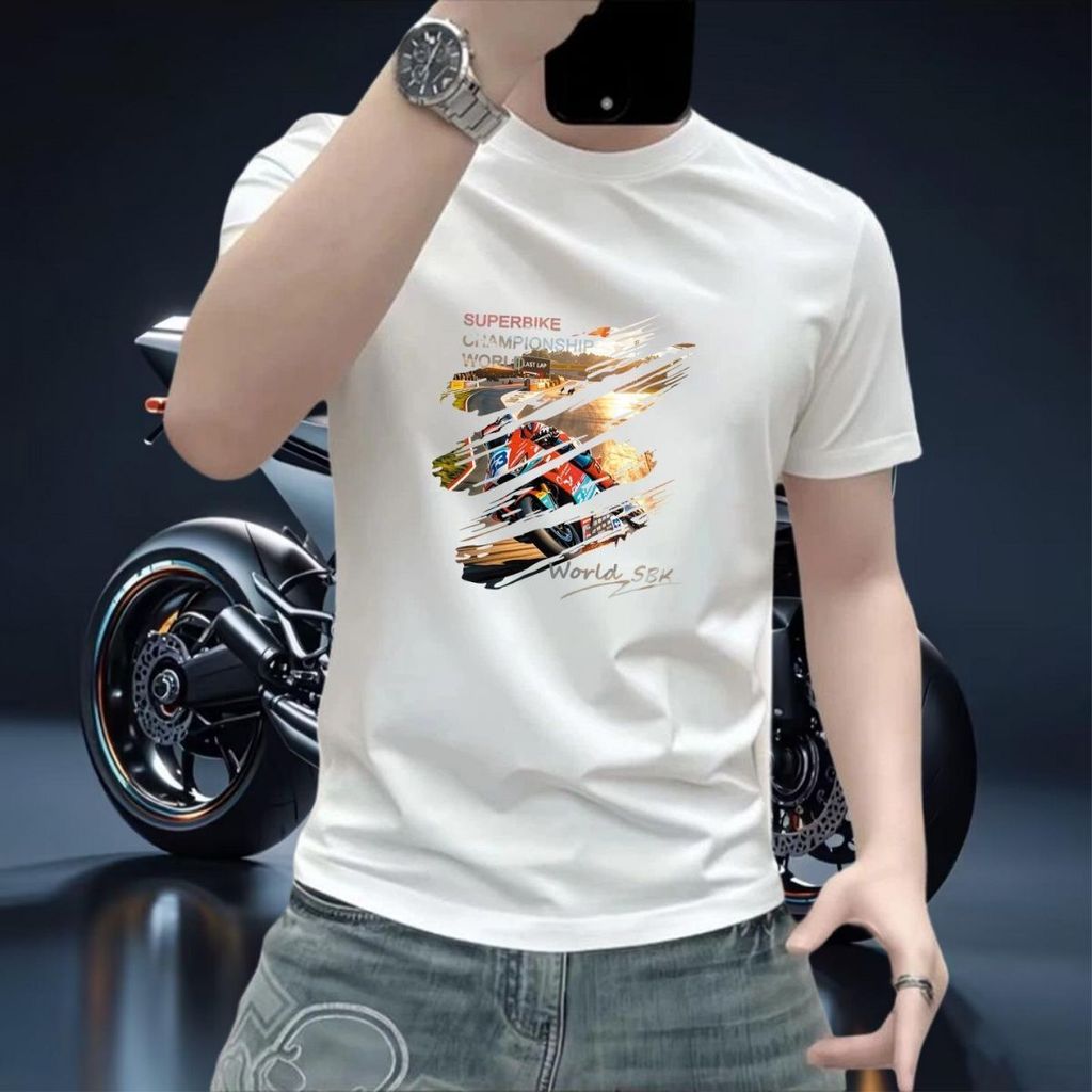Hàng sẵn có mùa hè Phong cách mới Bán chạy xe máy Áo thun vô địch xe máy All-Match Cool Tay ngắn nam