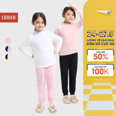 Quần mặc nhà bé gái CANIFA cạp chun co giãn chất cotton pha mềm mịn PS25 1LA25W002
