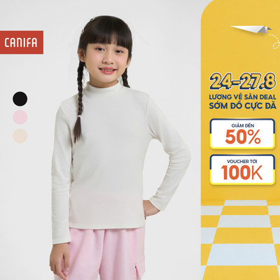Áo giữ nhiệt bé gái CANIFA dài tay cổ 3p 1IT25W003
