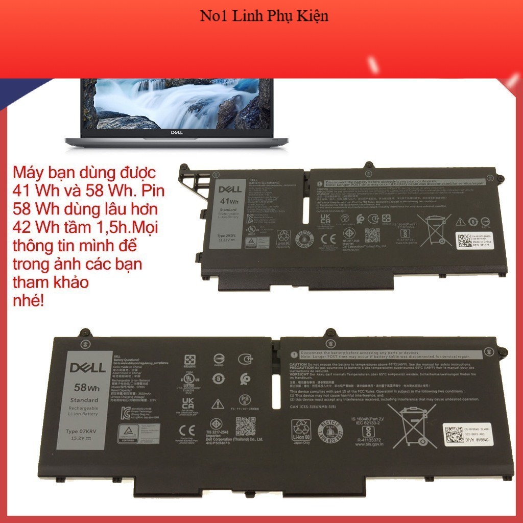 Pin Thay Thế cho Laptop Dell 07KRV