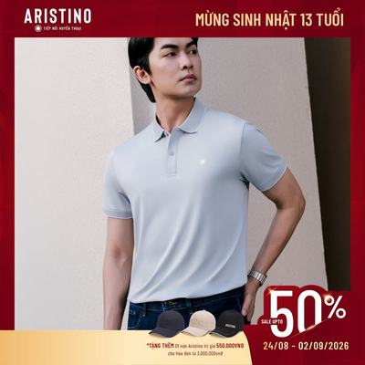 ARISTINO Áo Elite Polo Nam Ngắn Tay Trắng Cotton Regular Fit APS168S3EC Mềm Mại Thoáng Khí Thấm Hút Tốt