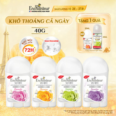 Sáp Khử Mùi Enchanteur Khô Thoáng Dưỡng Trắng từ Niacinamide Hương Nước Hoa Pháp Cao Cấp 40g