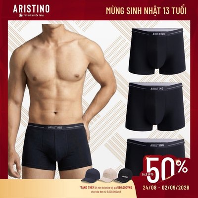 [COMBO 3] Quần lót nam Aristino dáng Boxer cao cấp, mềm mịn kháng khuẩn Bigsize US ABX003EGP03