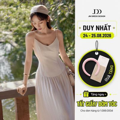 Đầm 2 Dây Bổ Cong Ngực, Nhún Hông 1R02.2603, Đầm Dáng Maxi Midi Cổ V Xoè Nhẹ Mặc Đi Biển Phong Cách Resort Wear By JM