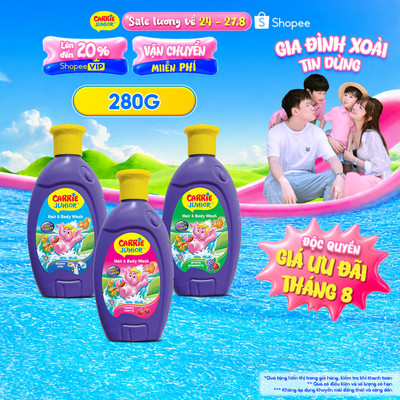 Chai Sữa Tắm Gội cho bé Carrie Junior hương trái cây thiên nhiên 280g