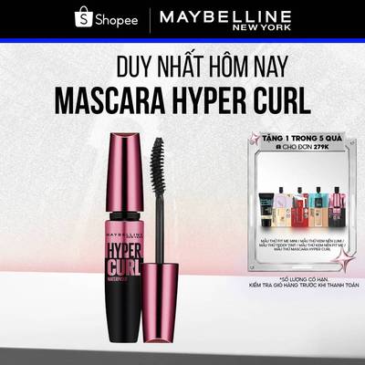 Mascara Dài Mi và Cong Mi Maybelline New York Hyper Curl Waterproof Chuốt Mi Đen Hiệu Quả Không Lem Không Trôi 9.2ml