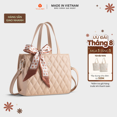 Túi Yuumy (Thời trang nữ phối khăn thắt nơ size 25 - Túi xách da Seasand YTX45) Bagsmart