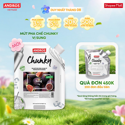 Mứt Trái Cây Pha Chế Sung - Có miếng trái cây thật - Nguyên liệu pha chế - ANDROS CHUNKY - 1kg