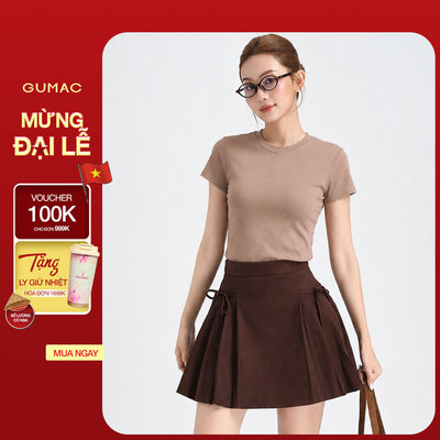 Áo Thun Nữ GUMAC Cổ Tròn Tay Ngắn Phom Slim Ôm Nhẹ Chất Thun Mịn Co Giãn Nhiều Tôn Dáng LATF0912