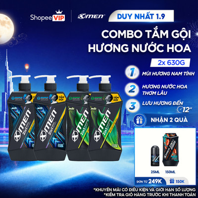 [SVIP] [Dung Tích Lớn] Combo 2 Tắm Gội Nam XMen 850G/900G Amazon/Vegas/Wood/Fire - Hương Nước Hoa Nam Tính