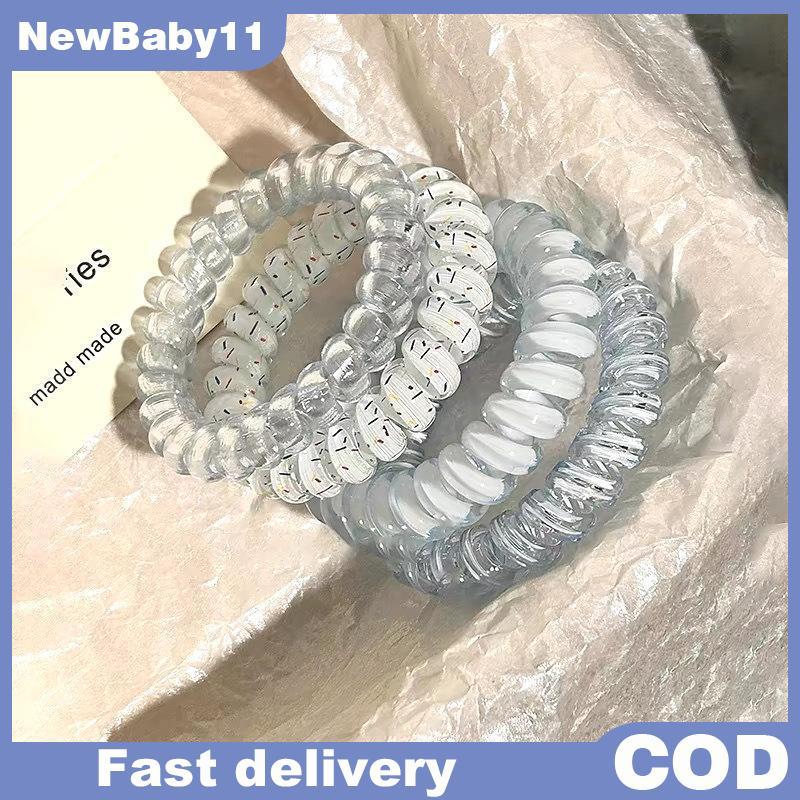 NY 4 Dây Điện Thoại Dây Buộc Tóc Chống Thấm Nước Chống Trơn Trượt Co Giãn Xoắn Ốc Tóc Cho Nữ Tắm Phò