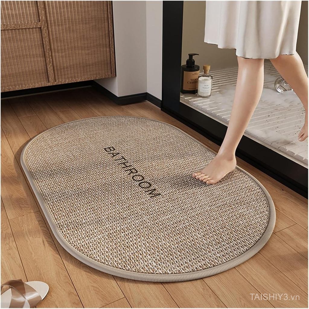 Bathroom Floor Mat Linen Upgraded Strong Water Absorption and Quick Drying Bathroom Door Non-Slip Fo