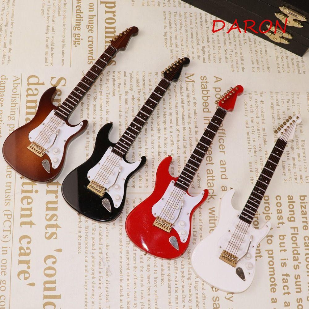 DARON Nhà Búp Bê Thu Nhỏ Đàn Guitar, Nhạc Cụ Mini Mini Gỗ Đàn Guitar Điện Mini, Đàn Guitar Điện Nhiề