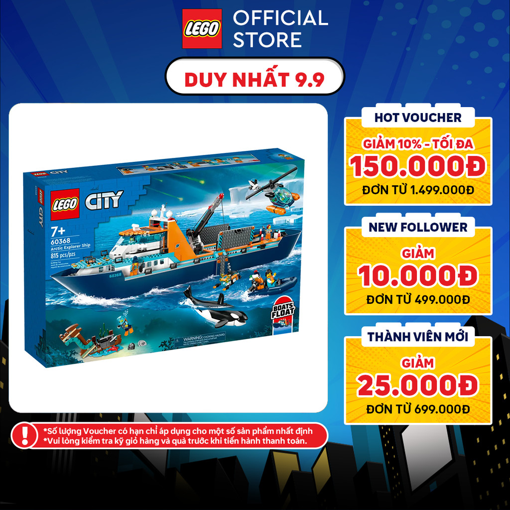 LEGO CITY 60368 Đồ chơi lắp ráp Tàu thám hiểm bắc cực (815 chi tiết)