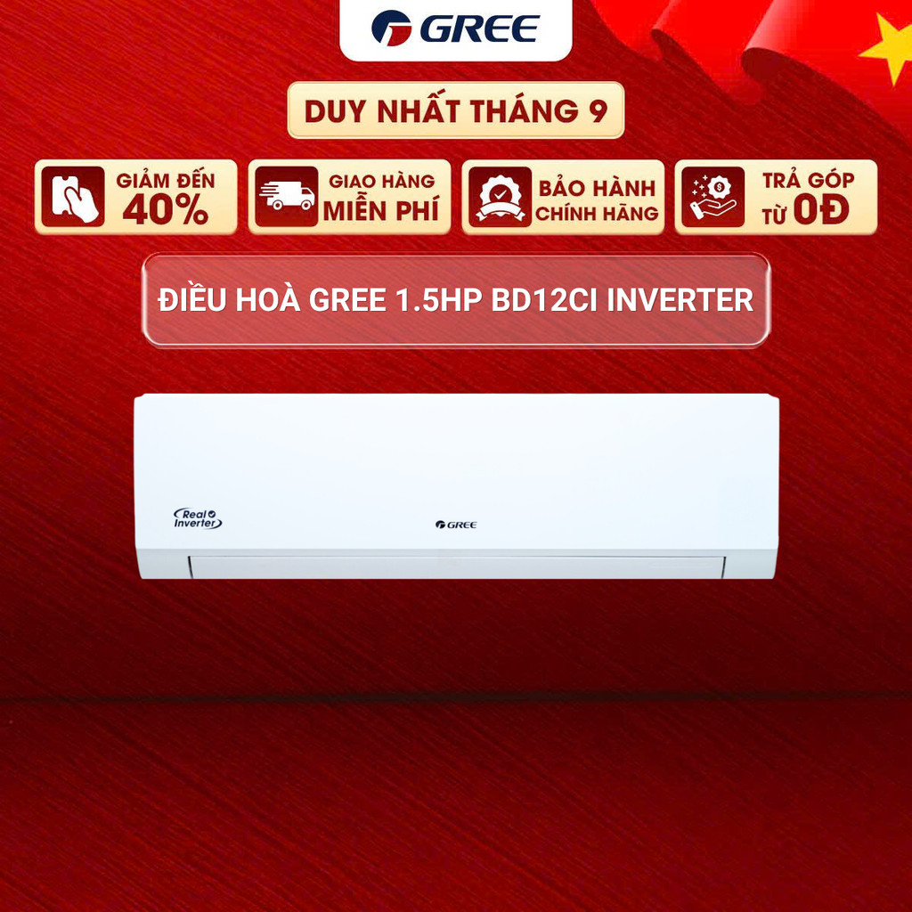 [FreeShip + Lắp HCM 0Đ] Máy lạnh/ Điều Hòa Gree Inverter 1.5HP BD12CI (Black Diamond) | Bảo Hành Chí