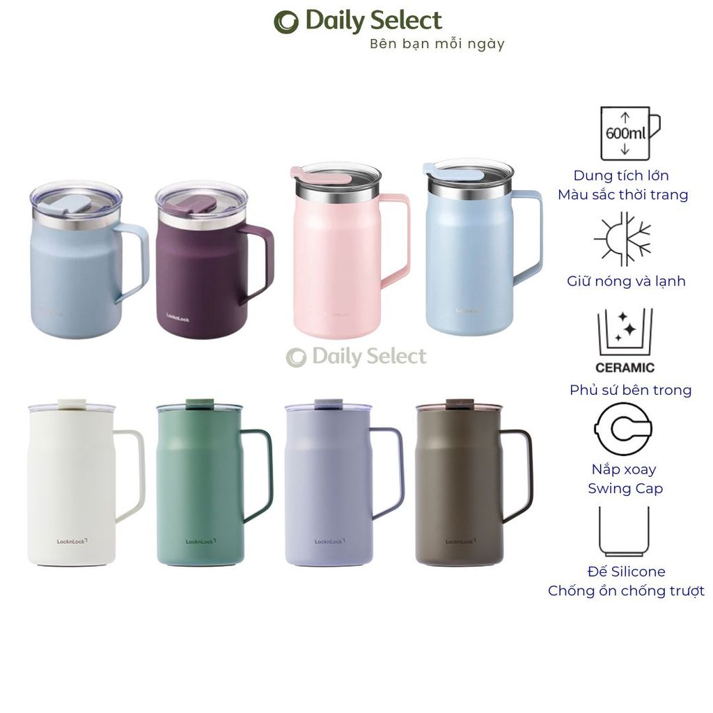 Ly Giữ Nhiệt Có Quai Cầm LocknLock Metro Mug Ruột Phủ Sứ & Inox Cao Cấp - Daily Select