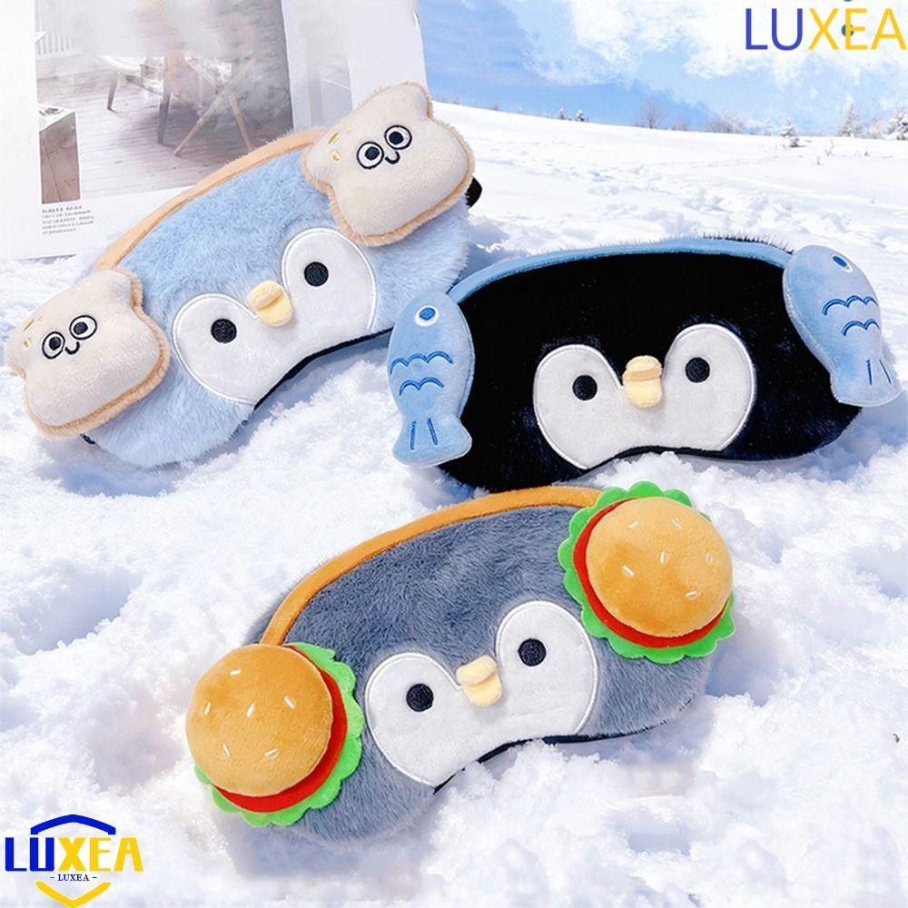 LUXEA Furry Penguin Eye Shade, Mặt nạ mắt ngủ hình chim cánh cụt co giãn, Mặt nạ mắt sang trọng mềm 