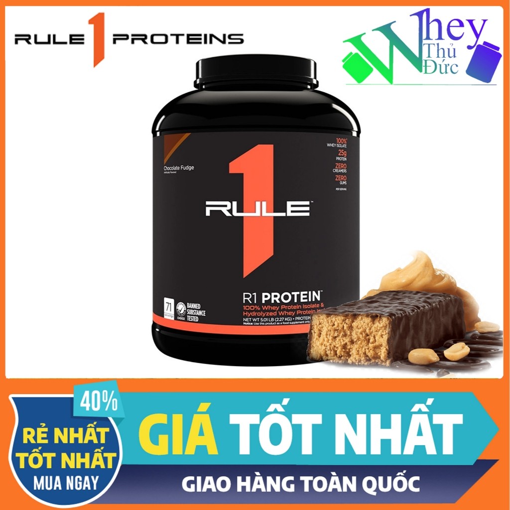 Combo 2 hủ WHEY RULE 1 PROTEIN 5 LBS 70 Servings vị Chocolate Fudge
