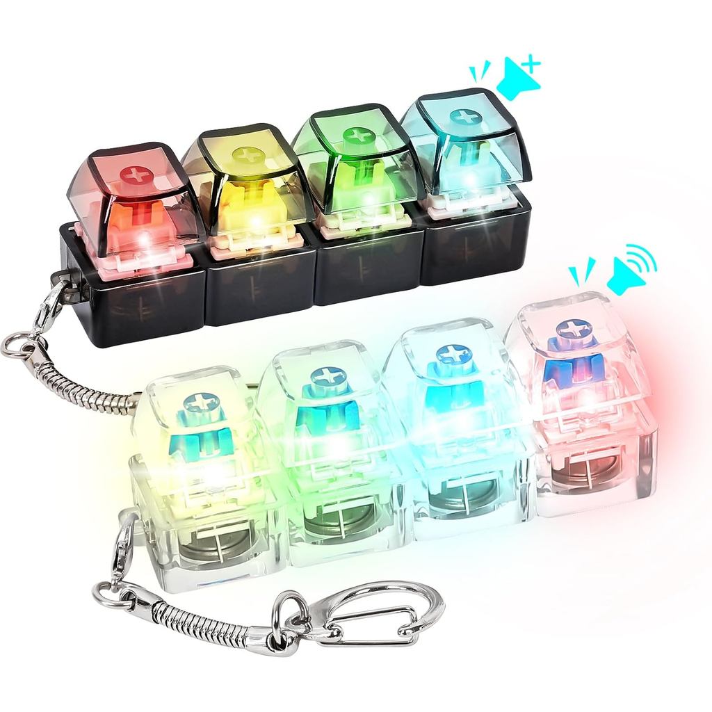 2 CáiLightUpKeyboardFidgetToy, Clicky & SilentFidgetClickerKeychain