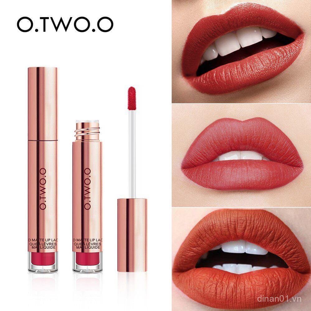 O.TWO.O Cốc chống dính không phai màu Matte Lip Gloss Liquid Son môi học sinh 12 màu mờ IEEI