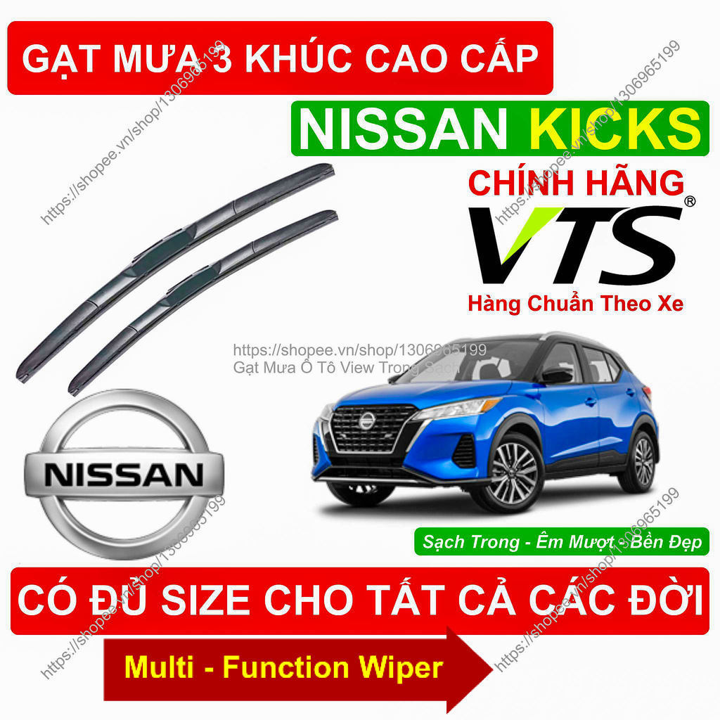 Gạt Mưa 3 Khúc Kính Lái Nissan Kicks; Cặp Gạt Mưa  Kính Lái Cho Các Dòng  Nissan Kicks