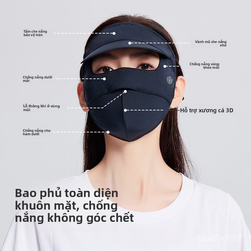 Khẩu trang chống nắng UV100 toàn mặt chống tia UV vành mũ nữ mùa hè 25509