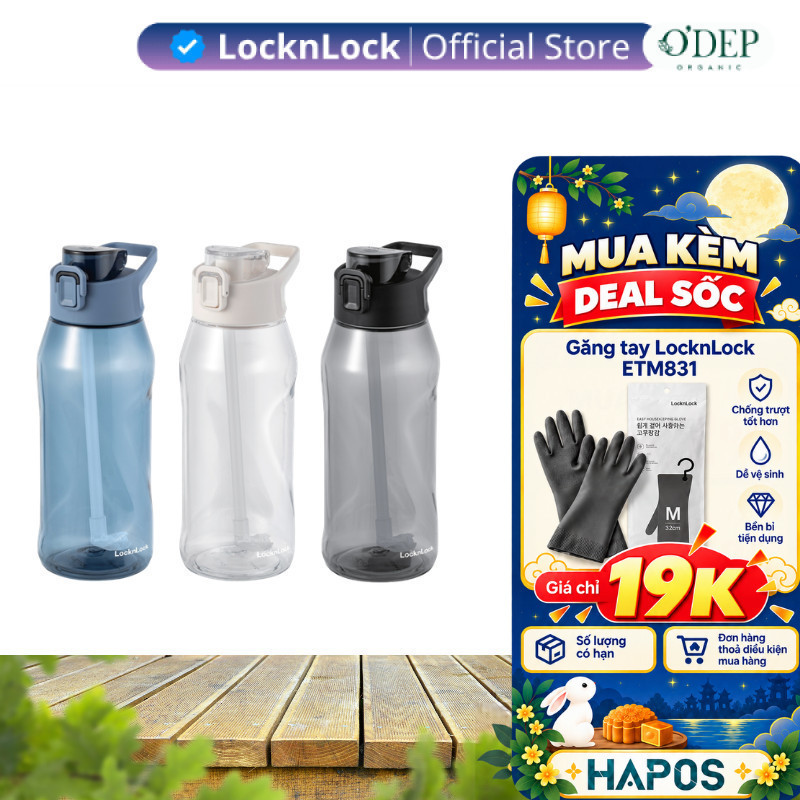 Bình nước nhựa Tritan 1.05 Lít LocknLock , Kèm ống hút One-Touch Sports Bottlen ABF926, Nhiều Màu - 