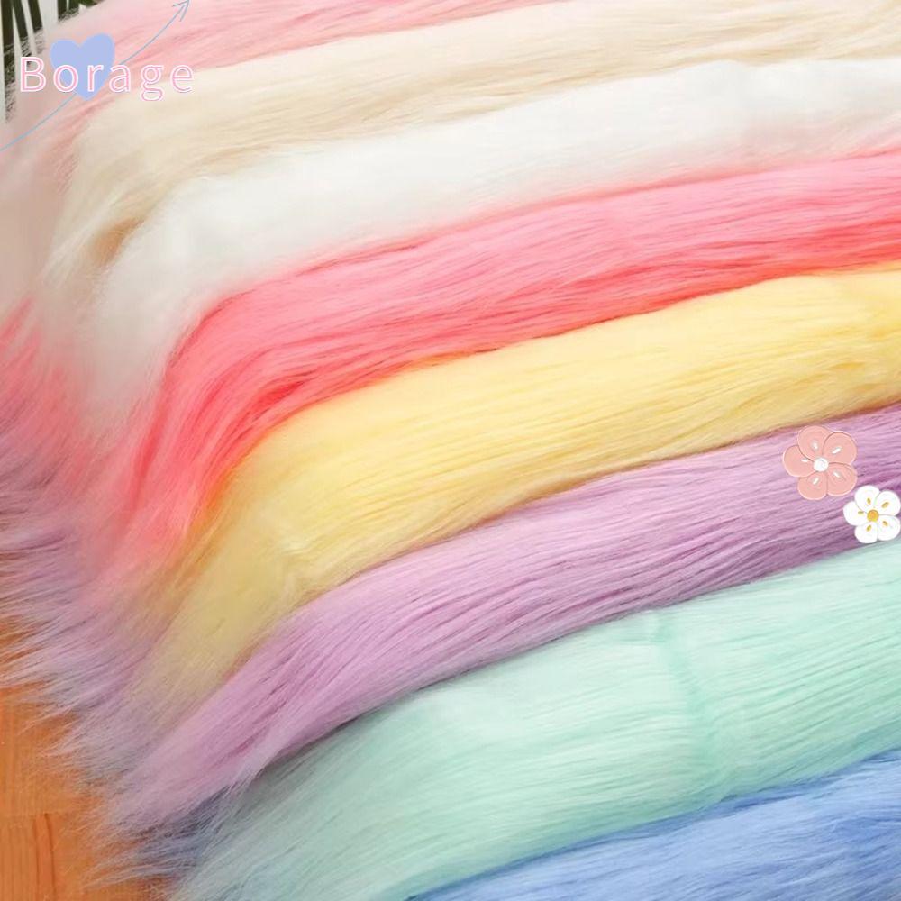 Vải lông thú giả BORRAONE, Vải lông giả dài 25x45cm màu trơn, Phụ kiện may vá Chất liệu lông dài 9cm
