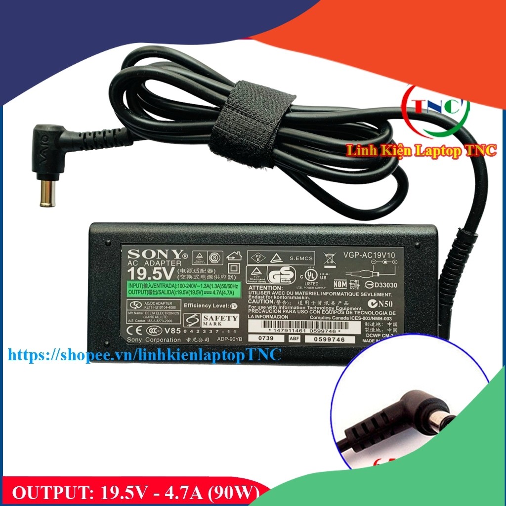 Sạc cho Laptop Sony 19.5V - 4.7A (Adapter Sony 19.5V – 4.7A)