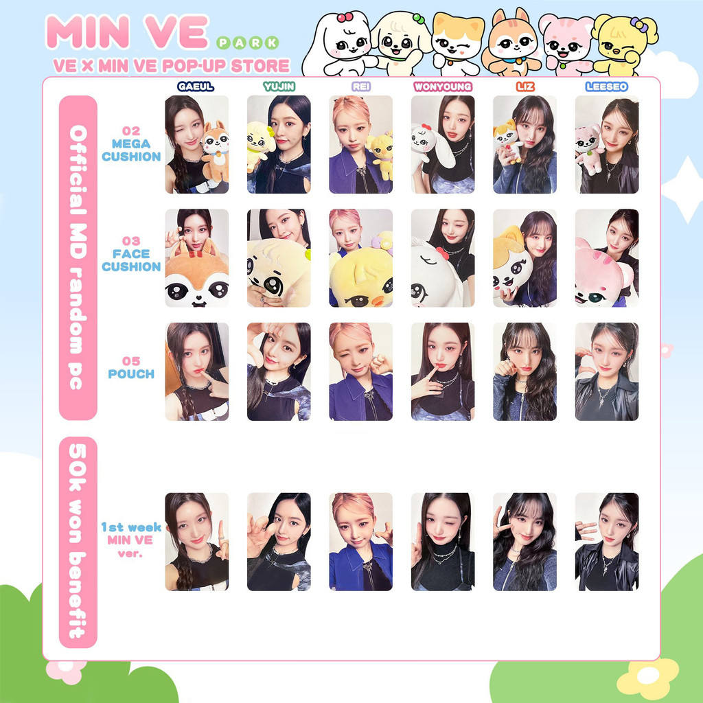 IVE Minive Park Pop-up Shop Photocard IVE Doll Photocard Zhang Yuanying Jinqiu Naoi Rei Hàng hóa #RE