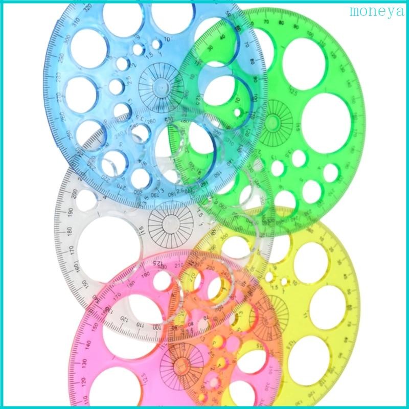 Mya 5 Chiếc 360 Độ Vòng Tròn Protractor Vòng Tròn Stencils Toán Protractor Vòng Tròn Mẫu Thước