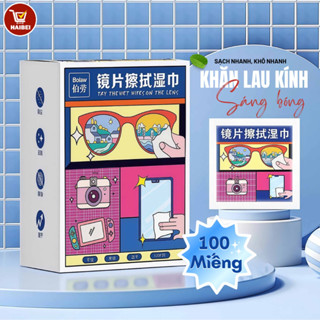 Gói 100 khăn lau kính, giấy lau kính chống sương mù, chống dấu vân tay, chống bụi và dễ dàng mang theo