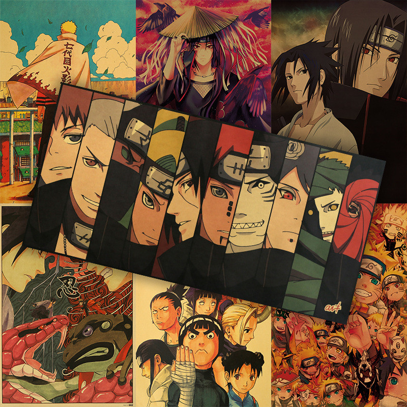 Naruto Poster Dày Giấy Kraft Naruto Sasuke Anime Dán Tường Phòng Trang Trí Tường