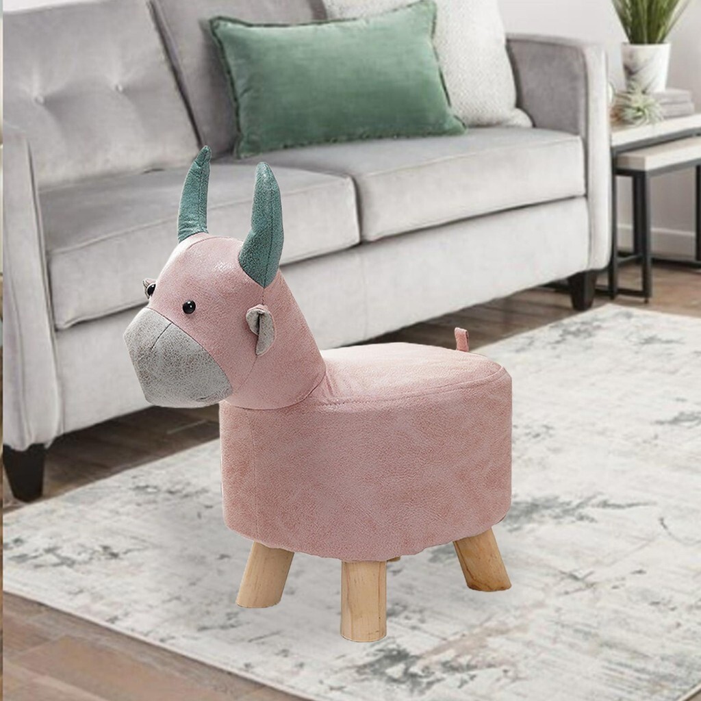 [svzfjuv] Sofa Tea Stool Kids Stool Portable Cartoon Wood Storage Foot Rest with Wooden Legs for Bed