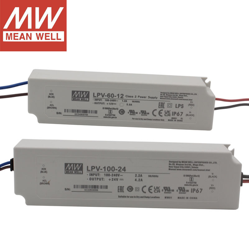 Đài Loan MEAN WELL LPV-35-24V12V 60 / 100 / 150W Bộ nguồn chuyển mạch Ổ đĩa LED chống nước IP67 Hàng