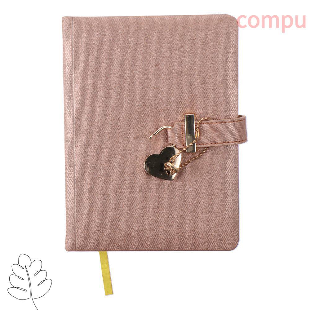 Máy tính xách tay COMPU, với Key B6 Nhật ký, Quà tặng Văn phòng phẩm Khóa hình trái tim Bao da PU Sổ