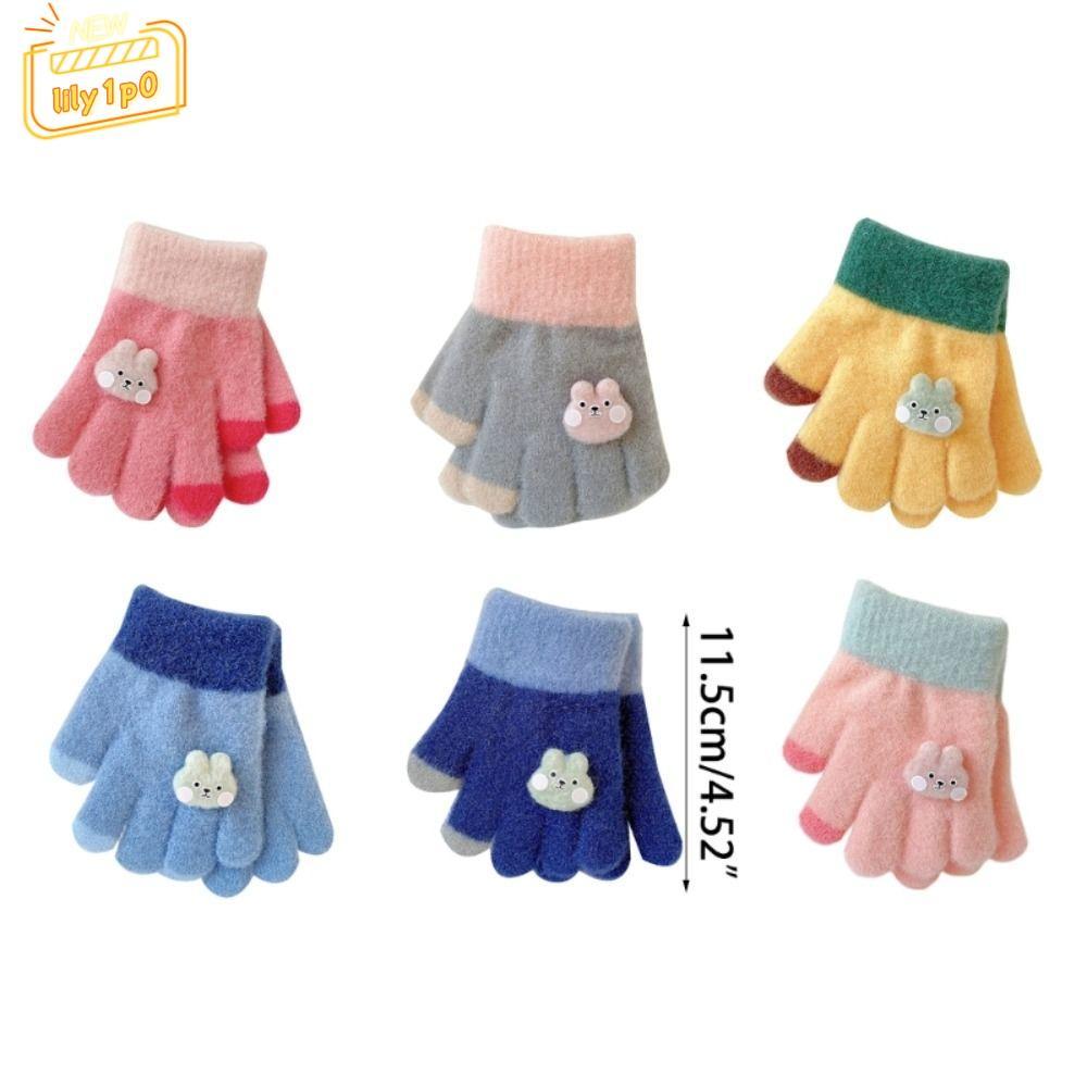 LILY1P0 0-3Years Găng tay dệt kim len dày mùa đông